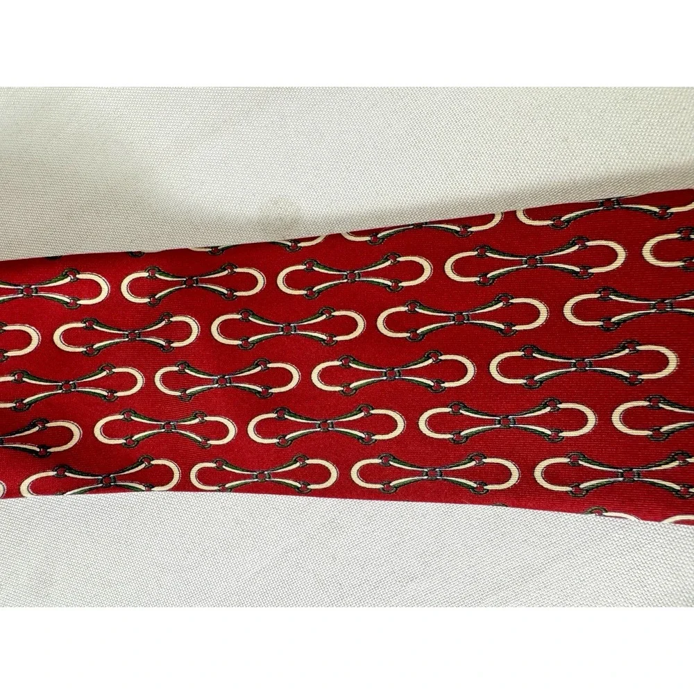 Vintage Gucci Mens Silk Horsebit Tie Classic Equestrian Italy Luxury Old Money